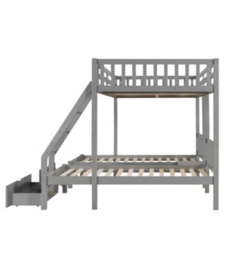 Full Over Twin & Twin Triple Bunk Bed with Drawers