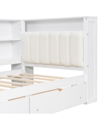 Twin Platform Bed w/ Storage, LED, Desk, Charging, Upholstered Headboard