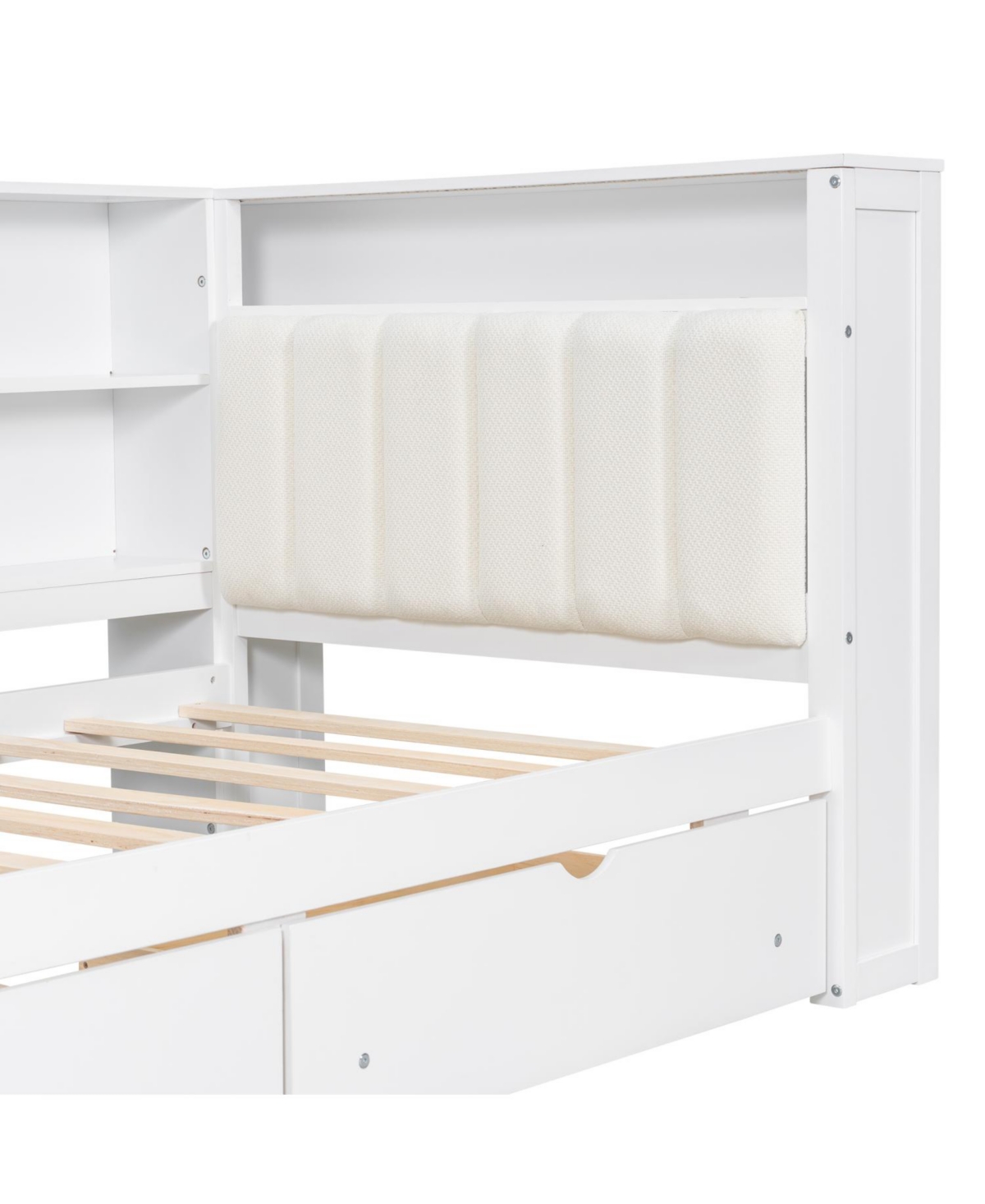 Streamdale Furniture Twin Platform Bed w/ Storage, Led, Desk, Charging, Upholstered Headboard