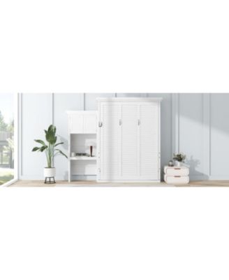 Queen Murphy Bed with Storage & Louvered Detail