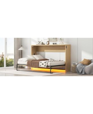 Twin XL Size Murphy Bed with LED Light, can be Folded into a Cabinet