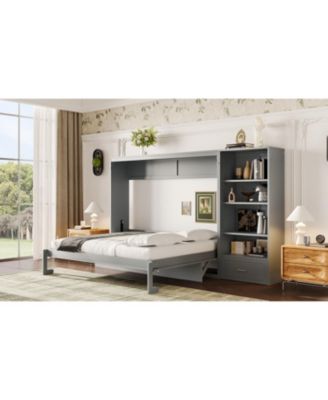 Queen Murphy Bed with Storage & Shelf