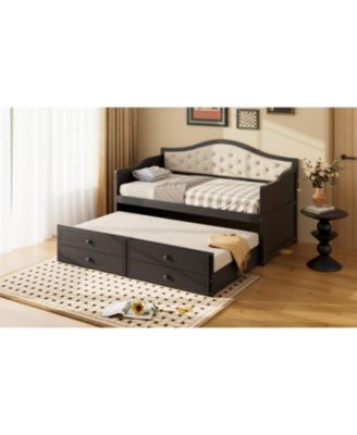 Streamdale Twin Daybed with Trundle & Storage, Upholstered Backrest