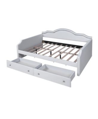 Full Size Upholstered Daybed with LED and 2 Drawers