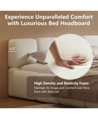 California King Boucle Platform Bed, White