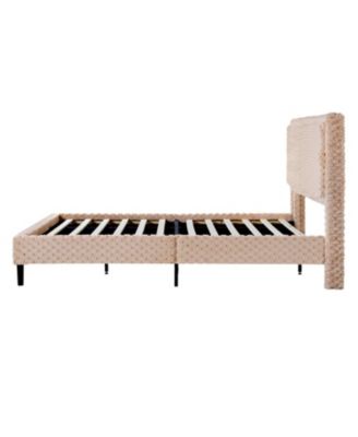 Streamdale Simple Modern Camel Plush Soft Bed Comfortable Backrest Bedroom Bed