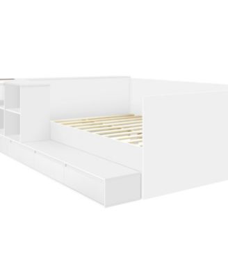 Full Size Wooden Platform Bed with 6 Drawers, Shelves and Dressing Table