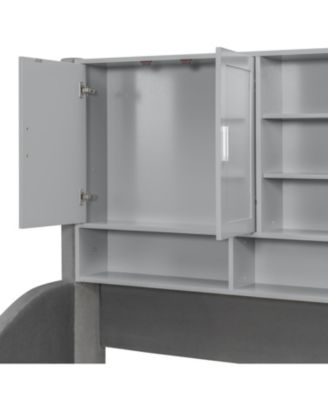 Twin Upholstered Daybed with LED, Storage & Trundle