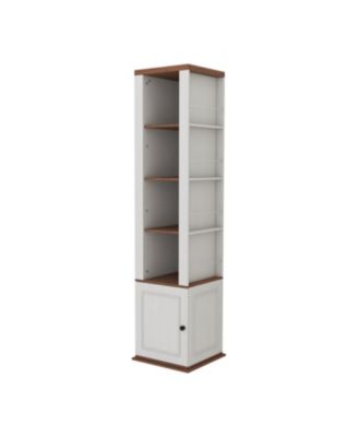 Rotating Mirrored Storage Cabinet - Antique White