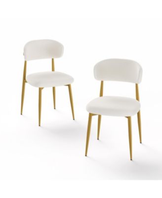 Modern White & Gold Dining Chairs (Set of 2)