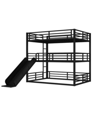 Triple Bunk Bed with Slide, Metal, Heavy-Duty