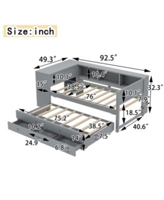 Twin Daybed with Trundle, Storage, Desk