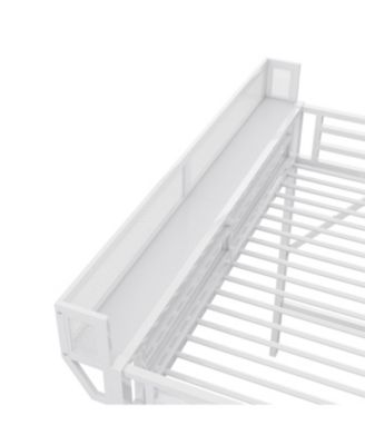 Twin Metal Loft Bed with Stairs, Shelves & Wardrobe