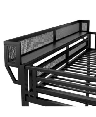 Streamdale Queen Loft Bed with Stairs, Metal Frame, Storage Shelves & Wardrobe