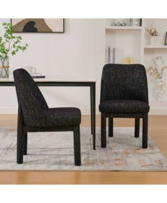 Modern Chenille Dining Chairs (Set of 2) - Black/Gray