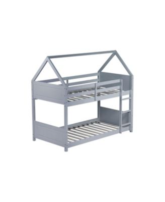 Twin Over Twin House Bunk Bed with Guardrails