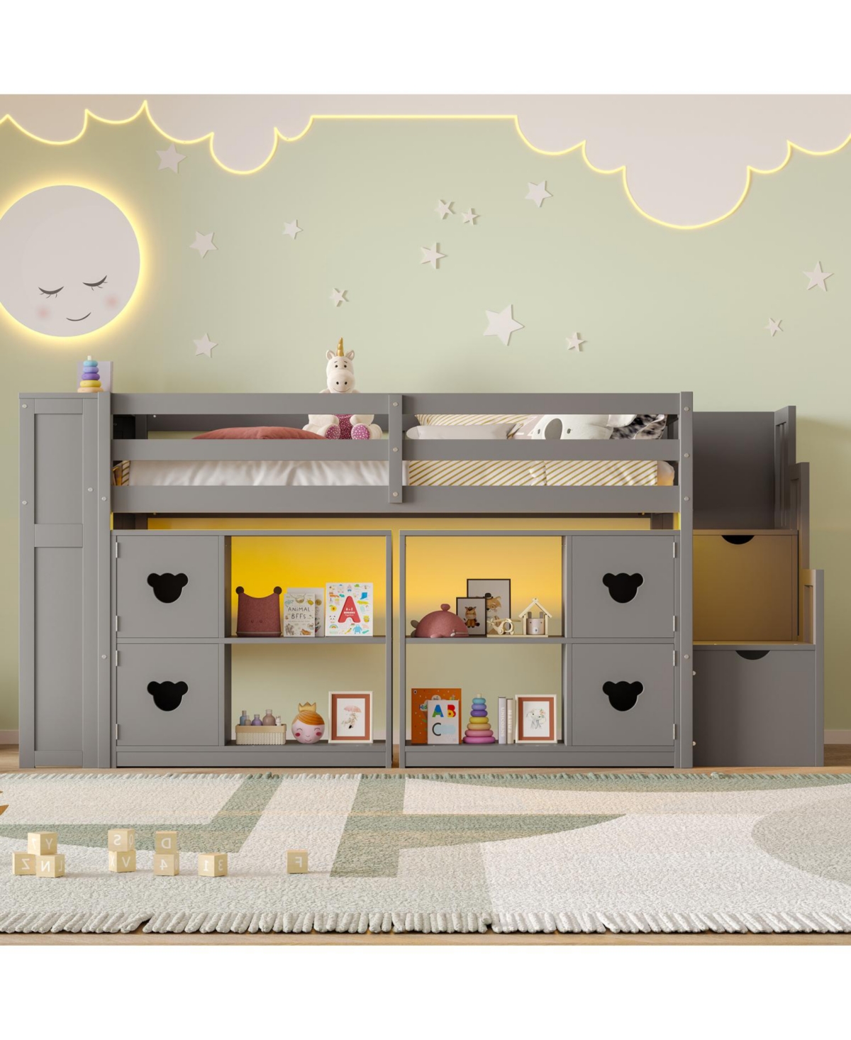 Streamdale Furniture Kids' Pine Loft Bed with Storage