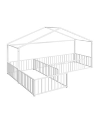 Streamdale Metal L-Shaped Montessori Bed Frame for 2 Kids