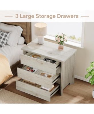 Large Farmhouse Night Stand with Storage for Bedroom