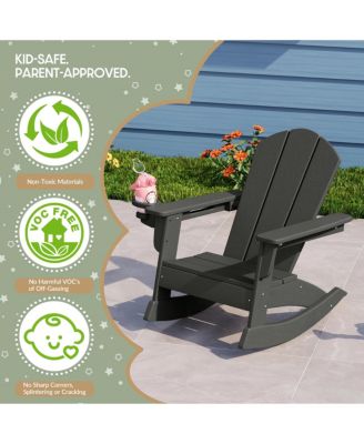 Outdoor HDPE Plastic Preschool Toddler Classic Adirondack Rocking Chairs