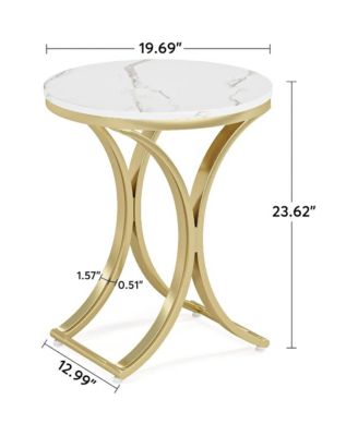 Set of 2 Faux Marble Round Side Table