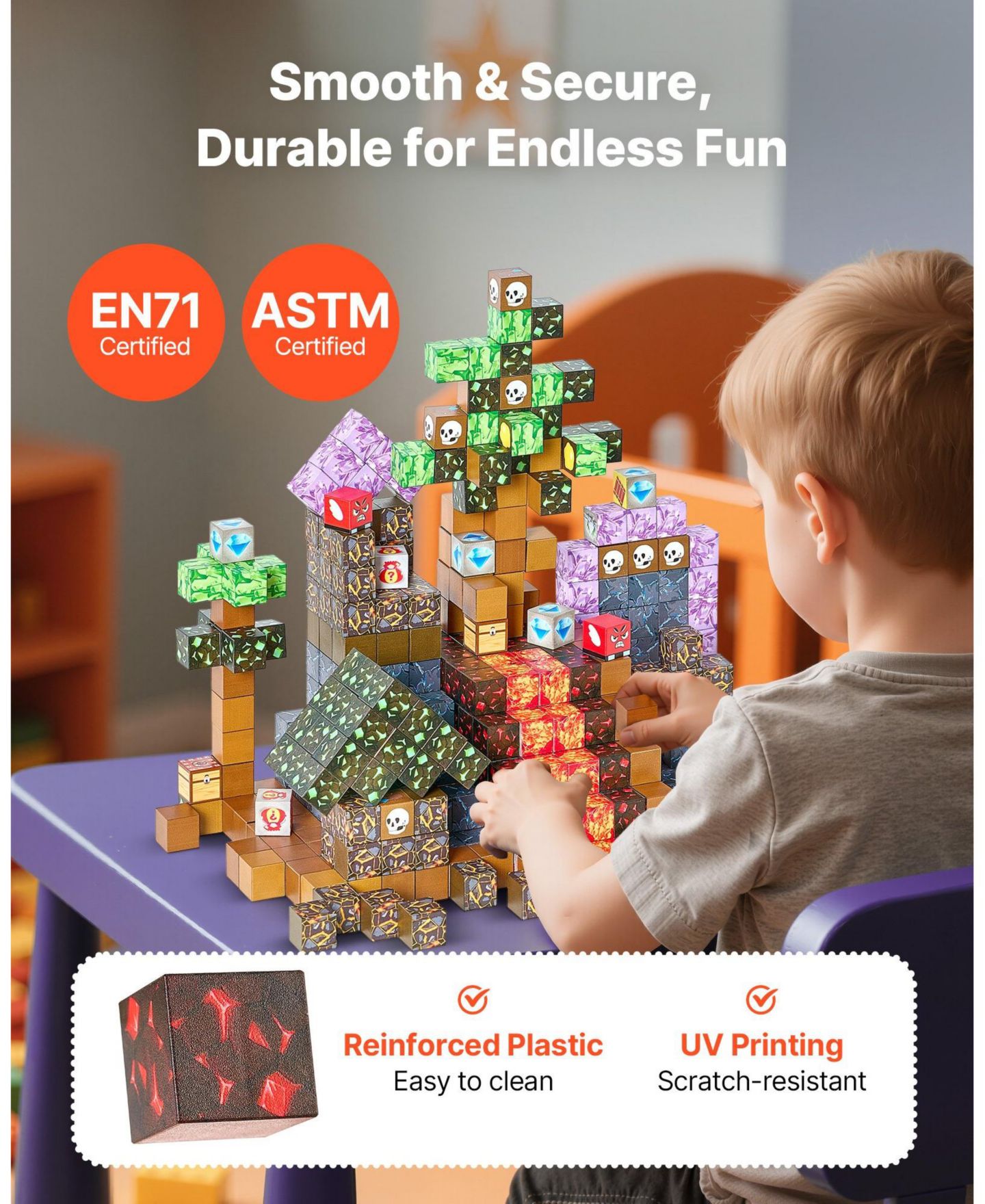 Детский конструктор SUGIFT Dark Castle 150-Piece Magnetic Building Set, Ages 3+, цвет: Красный — фото 9