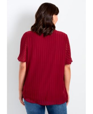 Women's Plus Size Split Neck Flutter Sleeve Blouse