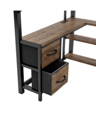 Streamdale Full Size Loft Bed with Desk, Storage, Wardrobe & Drawers