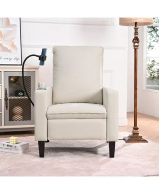 Modern Cozy Fabric Armchair with Adjustable Backrest and Storage