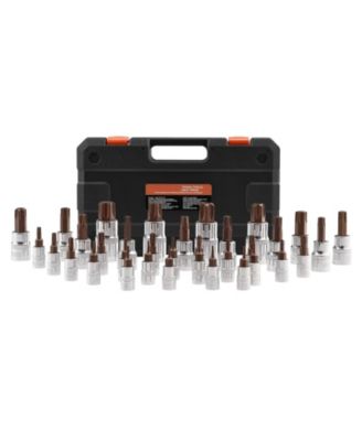 34-Piece Torx Bit Socket Set with Tamper-Proof & Standard Sizes