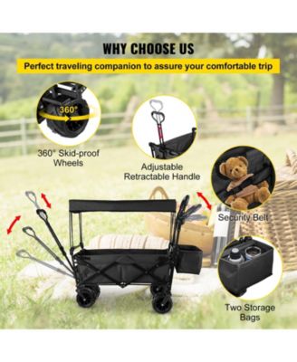 Collapsible Utility Wagon with Drink Holders & Large Storage Capacity