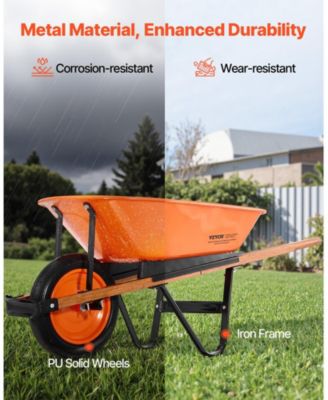 Traditional One-Wheel Wheelbarrow with 5 Cu.Ft Capacity