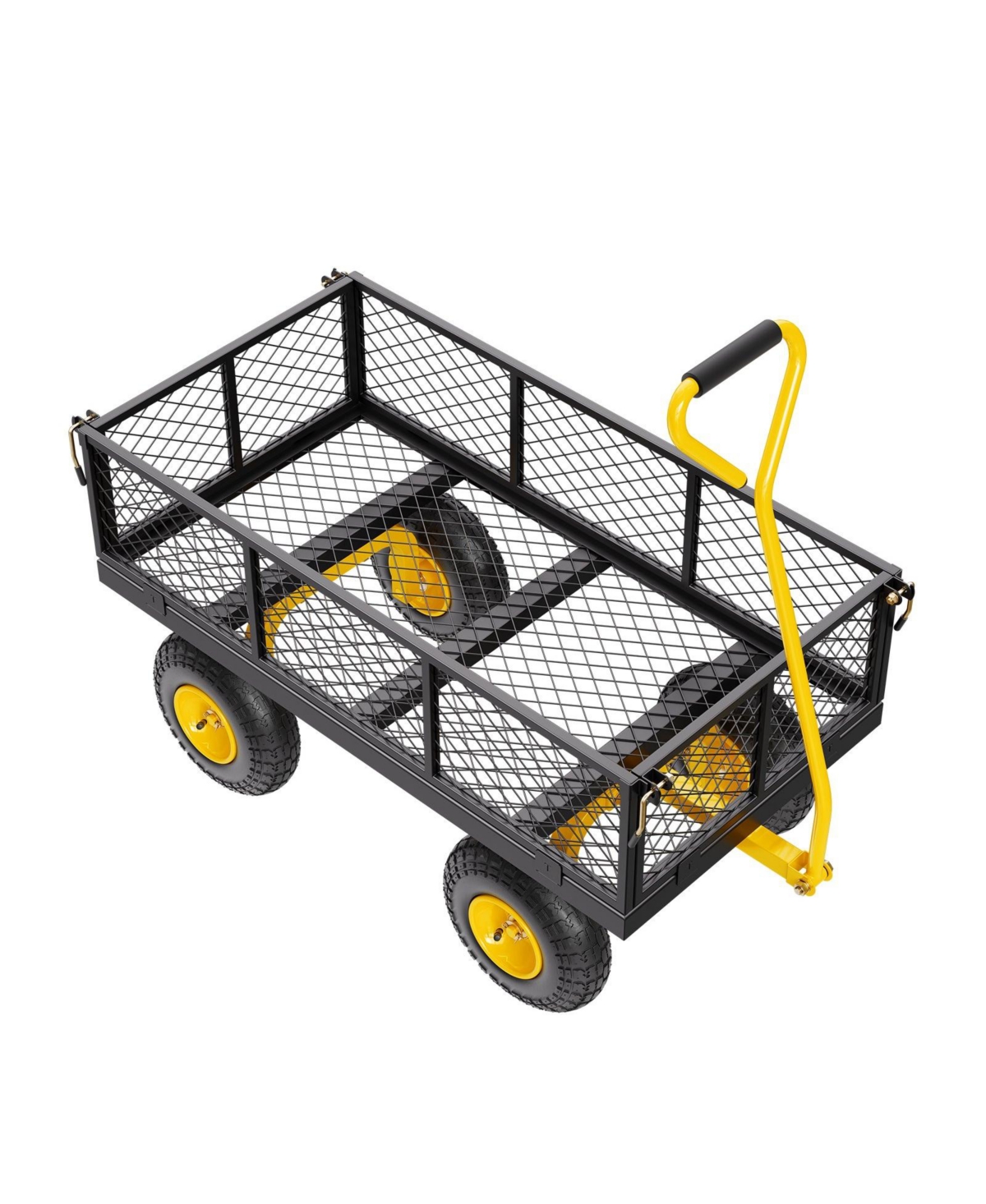 Sugfit 900 lbs Steel Garden Cart with Convertible Mesh Sides