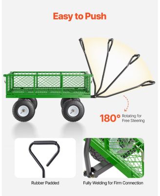 SUGFIT Heavy-Duty Utility Wagon with Removable Sides & 180° Handle