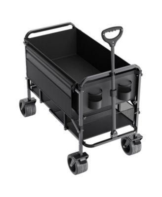 400L Double Decker Collapsible Wagon with Extended Handle & 450 lb Weight Capacity