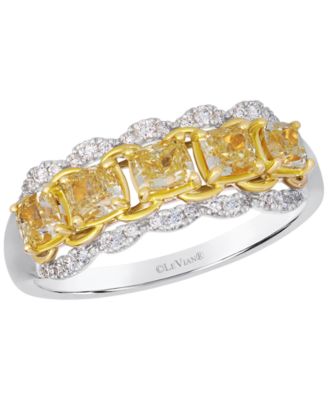 Fancy Light Yellow Diamond (1.15 ct. t.w.) & Vanilla Diamond (0.17 ct. t.w.) Ring in 14k Two-Tone Gold
