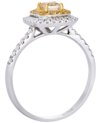 Fancy Light Yellow Diamond (0.45 ct. t.w.) & Vanilla Diamond (0.23 ct. t.w.) Ring in 14k Two-Tone Gold