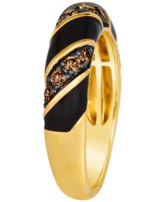Enamel Chocolate Diamond Ring (0.38 ct. t.w.) in 14k Honey Gold