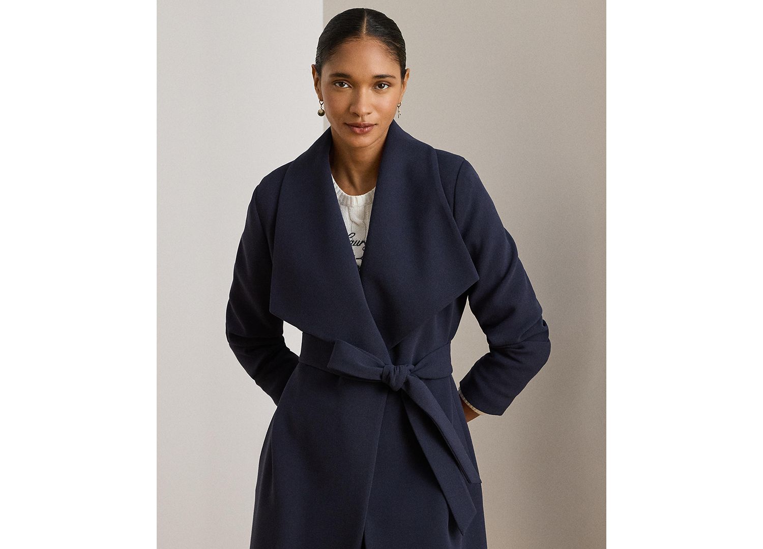 Women's Belted Wing Collar Trench Coat