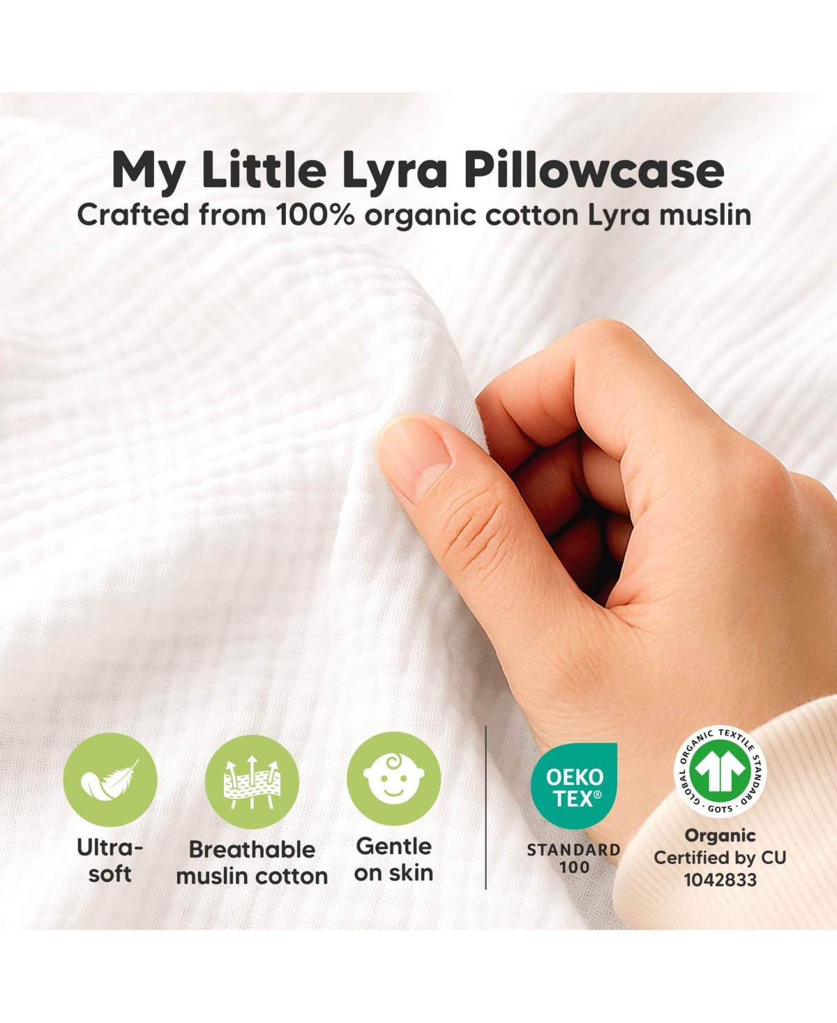 KeaBabies Toddler Lyra Organic Cotton Muslin Pillowcase, 13x18