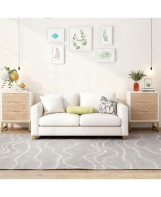 3 Drawers Nightstand, with Metal Legs for Bedroom