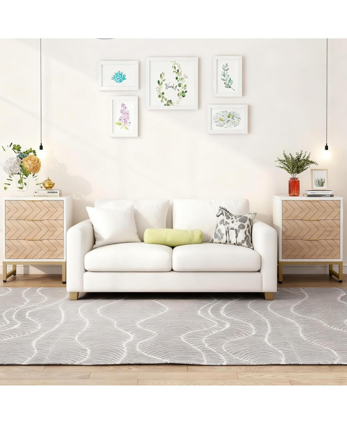 Tribesigns 3 Drawers Nightstand, with Metal Legs for Bedroom