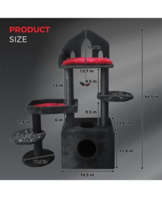 Cat Tree with Scratching Posts, Perches, Hammock in Black