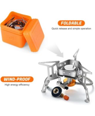 3500W Windproof Portable Camping Gas Stove with Piezo Ignition and Fuel Canister Adapter