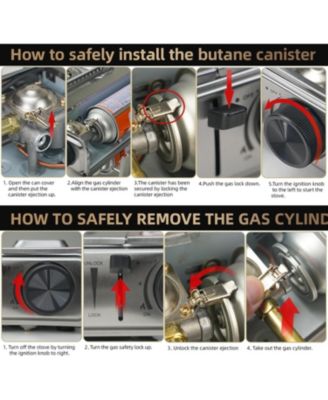 Dual Fuel Camping Stove, 10000BTU Portable Propane/Butane Gas Stove with Windblocker & Carry Case (Fuel Not Included).