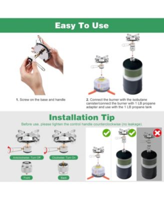 Portable Camping Stove Burner, Backpacking Stove with 1LB Propane Tank Adapter, Fuel Can Canister Stand and Carry Case, Portable Camping Burner