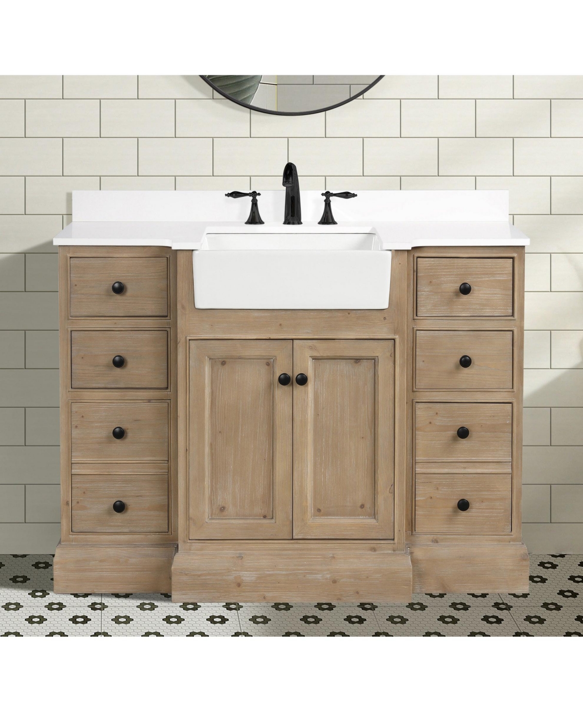 Ari Bath 48" Kelly, Weathered Fir Finish, Engineered Quartz Countertop
