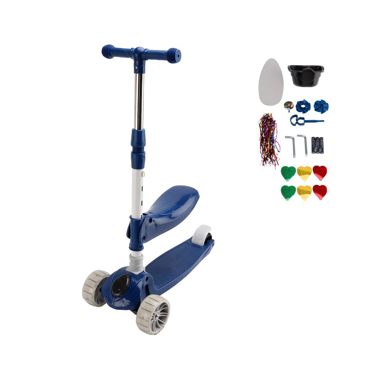 Bruce & Shark Foldable 3-Wheel Kids Scooter with Lean-to-Steer Balance, Lights Music for Early Riding Fun