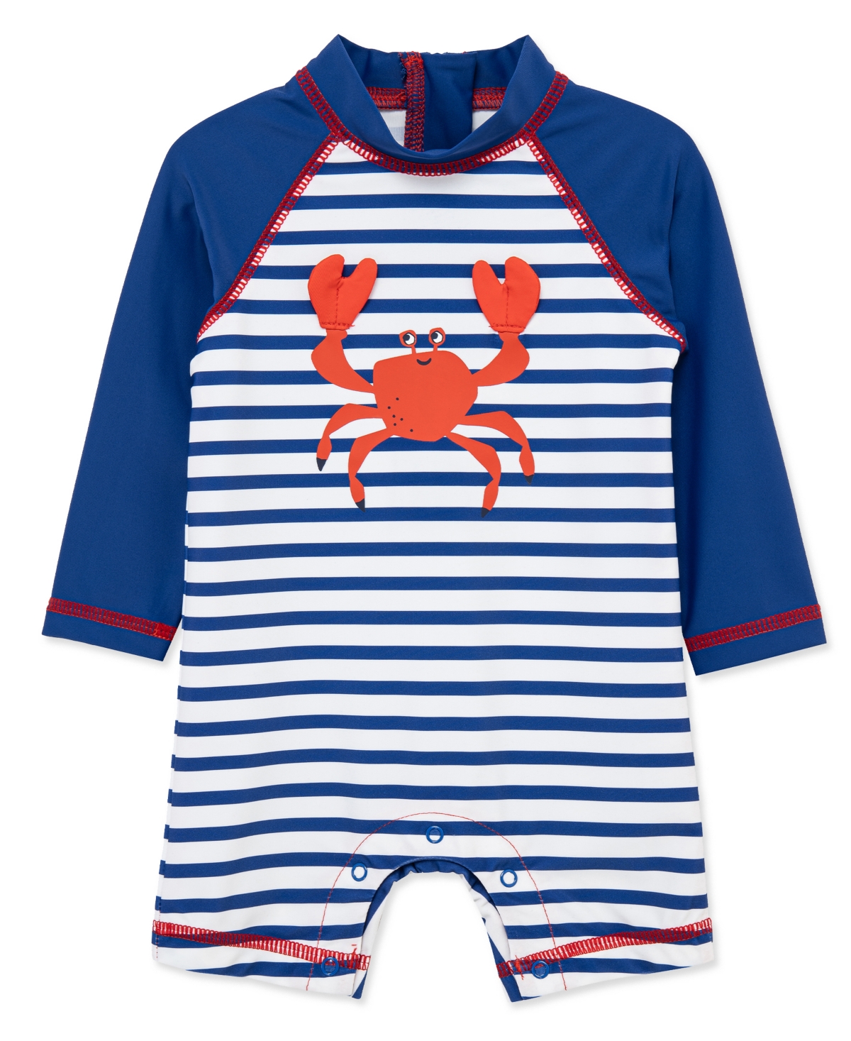 Little Me Baby Boys' Crab Print Long-Sleeve Rash Guard Suit - Blue/White