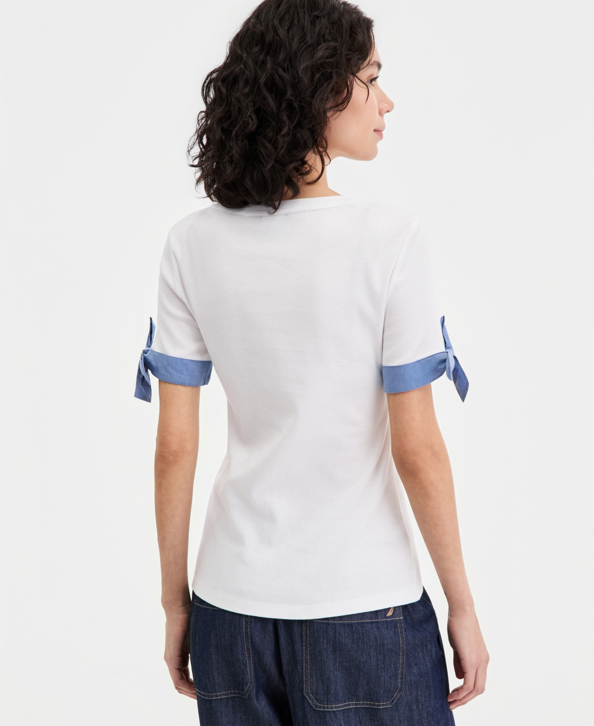 Nautica Jeans Women's Cotton Tie-Cuff Top